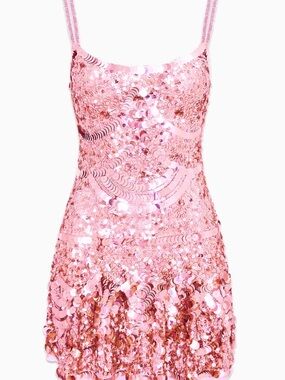 LoveShackFancy Pink Sequin Mini Dress